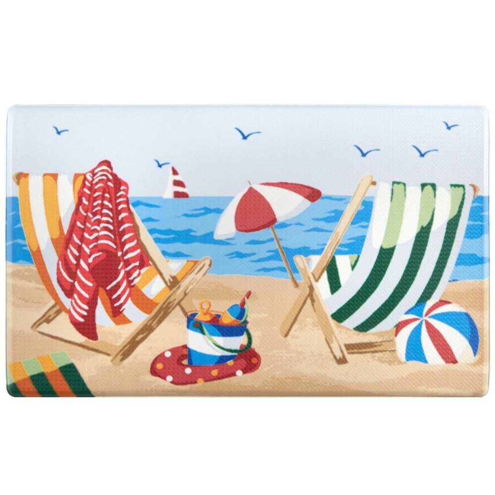 ANTI-FATIGUE CUSHIONED FLOOR MAT (18" x 30") PVC, BEACH CHAIRS, SUMMER, Premium